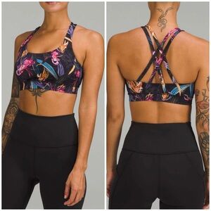 Lululemon Energy Bra Size 6 Veiled Floral Black Multi Medium Support